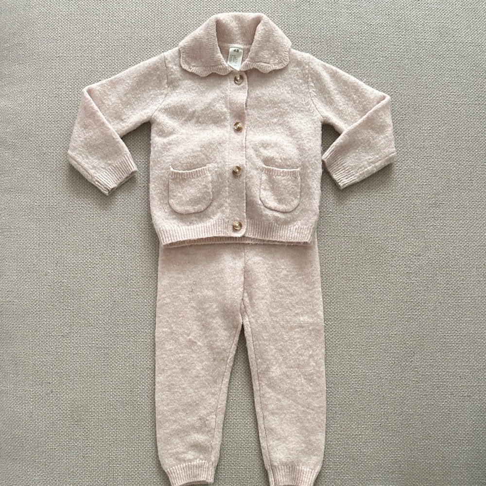 H&M Light Pink Knit Sweater & Pant Set